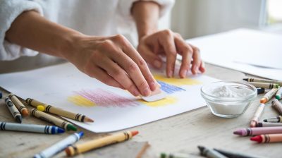 Effacez les traces de crayons de couleur avec une astuce simple au bicarbonate