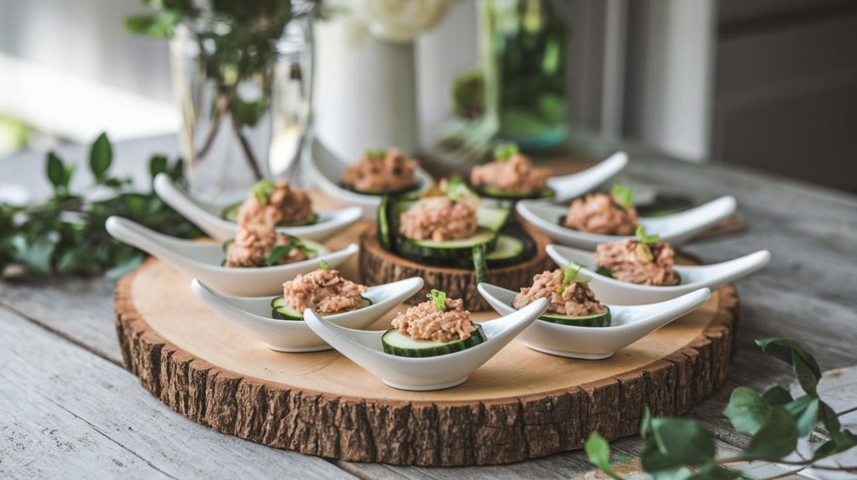 Un apéritif original et abordable avec des cuillères au thon et concombre maison