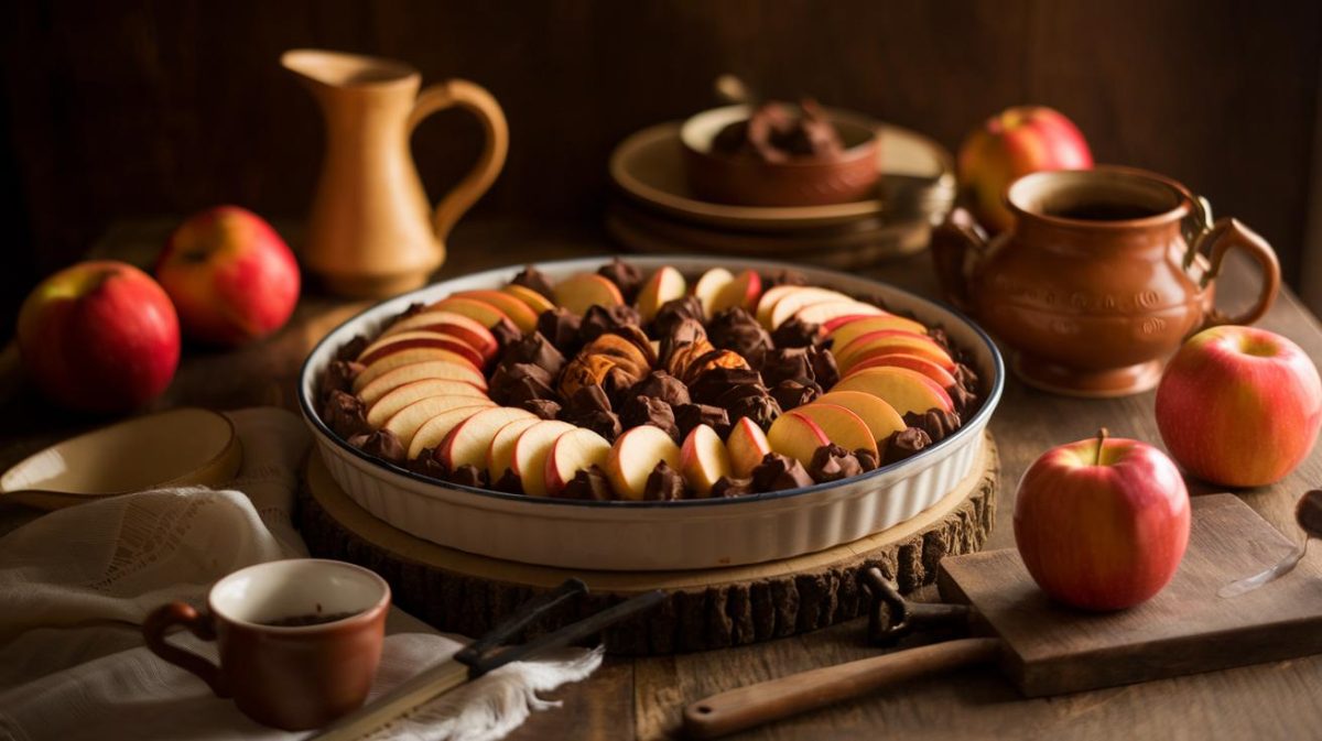 Un dessert économique et délicieux avec des pommes et du chocolat